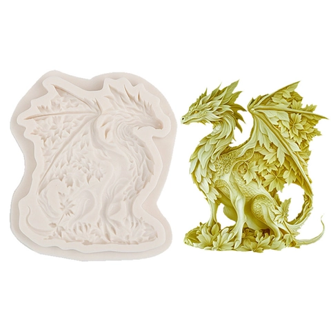 Maple Leaf Dragon Silicone Mold 3D Dragon Shape For Baking Cake Decorating DIY Resin Clay Gypsum Craft Mold Easy Release