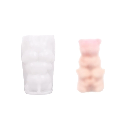 Cute Stacked Bear Silicone Mold DIY Scented Candle Gypsum Plaster Ornament Resin Soap Mold Heart Bear Design Home Decor Crafting Tool