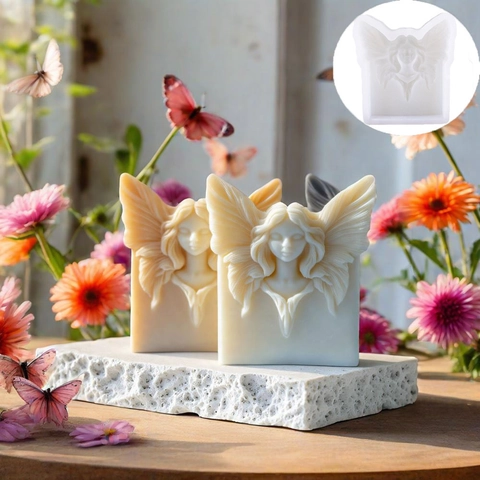 Stampo in Silicone Ragazza Angelo Farfalla a Rilievo 3D Ali Dettagliate Stampo Fai da Te per Candele Sapone Gesso Torta