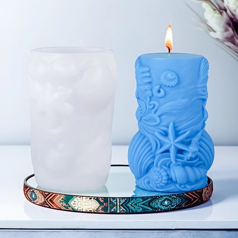 Stampo in Silicone a Tema Marino Con Balena Medusa Stella Marina Conchiglia Goffrata per Candela Profumata DIY Gesso Ornamenti