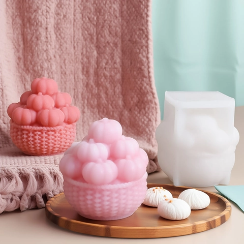 Creatieve Pompoen Mand Siliconen Vorm Voor DIY Halloween Aromatherapie Kaars Zeep Gips Ornamenten Mousse Taart Bakken Tools