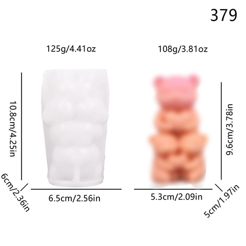 Cute Stacked Bear Silicone Mold DIY Scented Candle Gypsum Plaster Ornament Resin Soap Mold Heart Bear Design Home Decor Crafting Tool