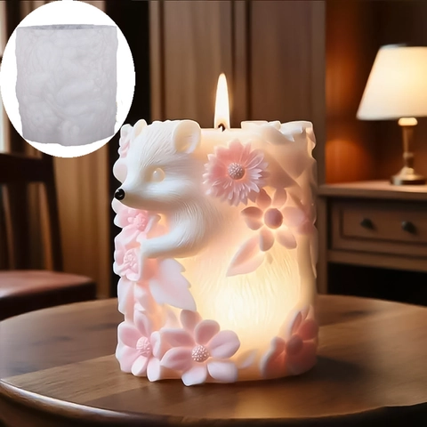 3D Cartoon Igel Silikonform Mit Blumenrelief Tierform DIY Kerze Seife Harz Form Kuchen Dekoration Backwerkzeug