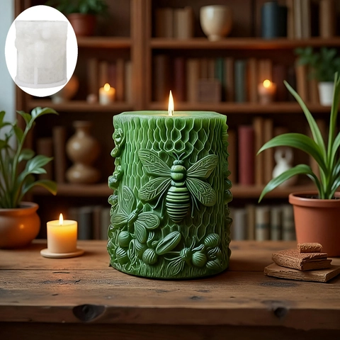 3D Bee Honeycomb Silicone Candle Mold Cylinder Flower Relief Resin Soap Mold For DIY Handcrafted Candle Making Home Decor