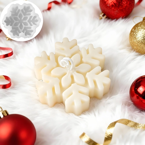 Christmas Snowflake Silicone Mold For DIY Candle Handmade Soap Chocolate Aromatherapy Wax Plaster Ornament Baking Cake Mold