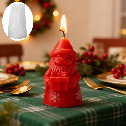 Molde de Silicona de Papá Noel de Navidad Vela Aromática Hecha a Mano DIY Aromaterapia Cera Yeso Adorno Caja de Regalo Copo de Nieve Herramienta de Artesanía 3D