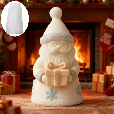 Molde de Silicona de Papá Noel de Navidad Vela Aromática Hecha a Mano DIY Aromaterapia Cera Yeso Adorno Caja de Regalo Copo de Nieve Herramienta de Artesanía 3D