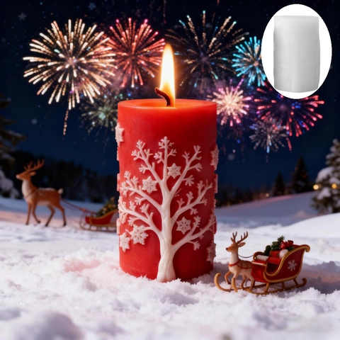 Molde de Silicona Cilíndrico de Árbol de Copos de Nieve de Navidad para Velas Aromáticas DIY Decoración Artesanal