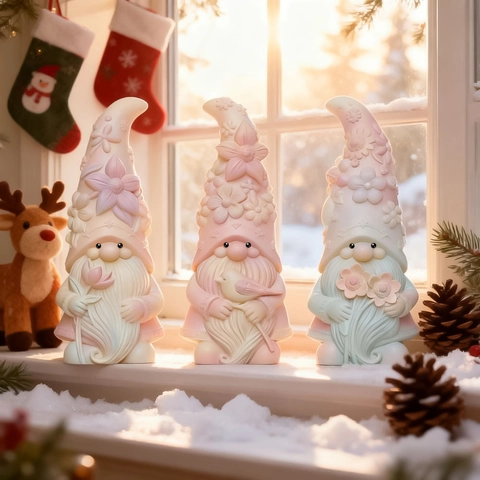 Cute Cartoon Gnome Silicone Mold For DIY Candle Plaster Craft Parrot Sunflower Lotus Dwarf Ornament Making Tools Festive Decor