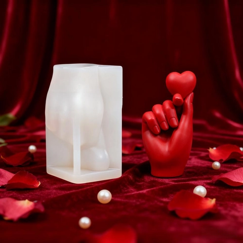 Molde de Silicona Gesto de Corazón con los Dedos Molde de Vela para Bricolage Aromaterapia Yeso Resina Decoración de San Valentín
