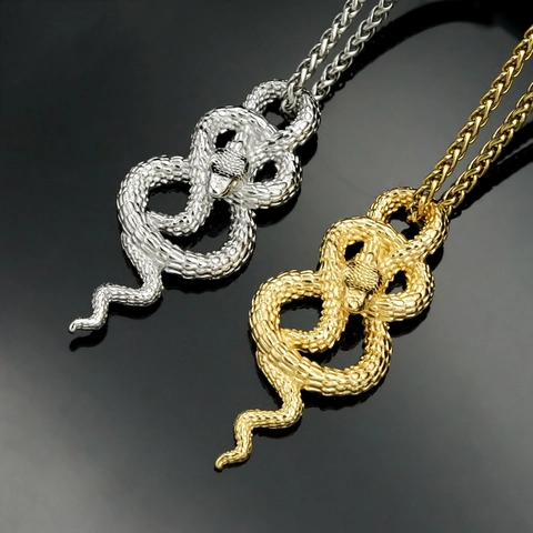 Stainless Steel Snake Pendant Hip Hop Individual Animal Serpent Shape Electroplated Jewelry Accessory For Men Women