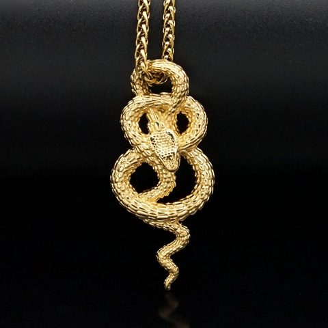 Stainless Steel Snake Pendant Hip Hop Individual Animal Serpent Shape Electroplated Jewelry Accessory For Men Women