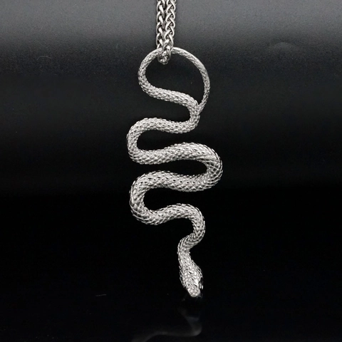 Hip Hop Stainless Steel Snake Pendant Necklace Gothic Punk Animal Zodiac Cobra Jewelry Accessory For Men Women No Chain