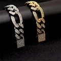 Hip Hop Iced Out Cuban Link Necklace Men Women Stainless Steel Rhinestone Fashion Jewelry Thick Gold Silver Chain
