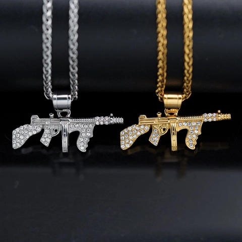 Collana con Ciondolo a Mitra da Uomo Hip Hop Iced Out in Acciaio Inossidabile 316 Strass Zirconia Oro Argento