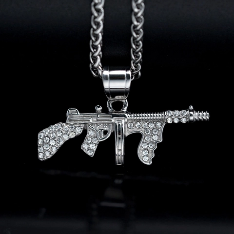 Collana con Ciondolo a Mitra da Uomo Hip Hop Iced Out in Acciaio Inossidabile 316 Strass Zirconia Oro Argento