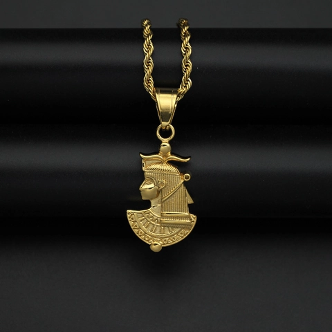 Hip Hop Edelstahl Vergoldet Ägyptische Königin Nofretete Anhänger Halskette Vintage Altes Ägypten Pharao Schmuck Für Damen Herren