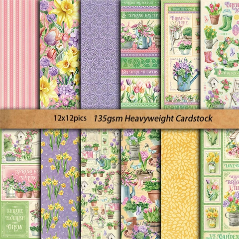 Pack de Papel de Scrapbooking Floral Vintage para DIY Junk Journal Cartulina Decorativa Fondo Material de Manualidades Estampado