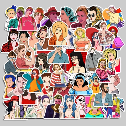 Pop Art Mädchen Cartoon Aufkleber Wasserdicht Vinyl Decals Für Gepäck Laptop Skateboard DIY Scrapbook Deko Aufkleber