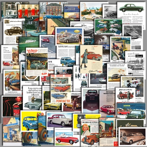 Vintage Auto Poster Aufkleber Wasserdicht PVC Abziehbilder Für Koffer Laptop Handy Scrapbooking Klassische Werbung Deko