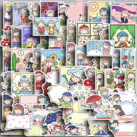 Süße Cartoon Mädchen Briefpapier Aufkleber Koreanischer Stil Handgezeichnete Selbstklebende Sticker Für Scrapbook Journal Planer Deko