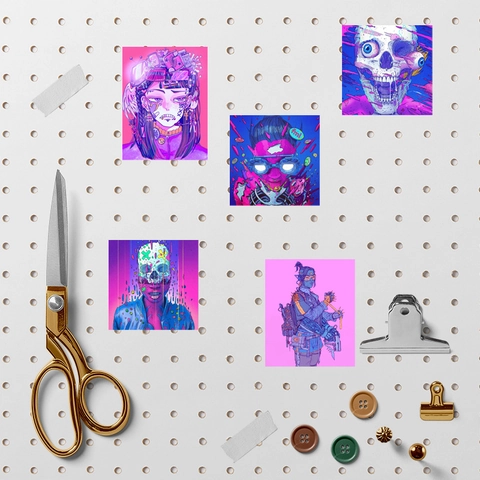 Cyberpunk Anime Illustration Aufkleber Für Scrapbooking DIY Journal Laptop Wasserdicht Neon Futuristisch Charakter Dekor