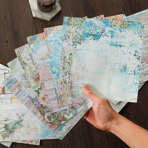 Vintage Fantasy Unicorn Dragonfly Scrapbook Paper Decorative Art Background Paper For DIY Journaling Crafting Supplies