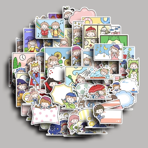 Süße Cartoon Mädchen Briefpapier Aufkleber Koreanischer Stil Handgezeichnete Selbstklebende Sticker Für Scrapbook Journal Planer Deko