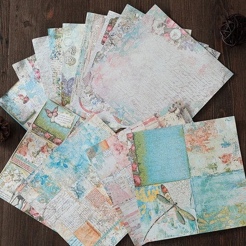 Vintage Fantasy Unicorn Dragonfly Scrapbook Paper Decorative Art Background Paper For DIY Journaling Crafting Supplies