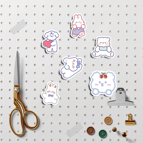 Süße Cartoon Bär Hase Tier Aufkleber Wasserdichtes PVC Selbstklebend Dekor Für Wasserbecher Handyhülle Scrapbooking Damen Kinder