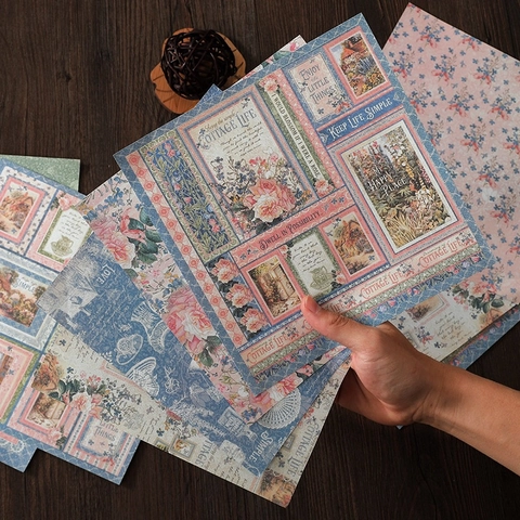Vintage Cottage Life Decorative Scrapbook Paper Floral Garden Pattern Retro Background Paper For Journaling DIY Art Craft