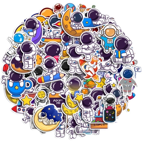 Cartoon Astronaut Wasserdicht Vinyl Aufkleber Für Koffer Laptop Handyhülle Wasserbecher Handbuch Aufkleber DIY Weltraum Deko