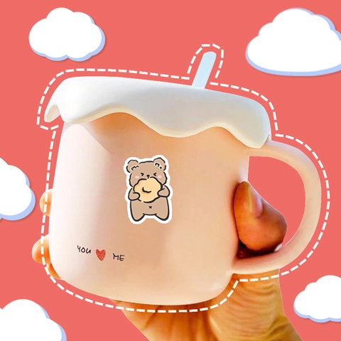Süße Cartoon Bär Hase Journaling Aufkleber Wasserdicht PVC Decals Für Handyhülle Wasserbecher Dekoration Kawaii Tier Aufkleber