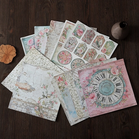 Vintage Rose Garden Scrapbook Paper Floral Bird Afternoon Tea Decorative Material For DIY Craft Journaling Background Paper