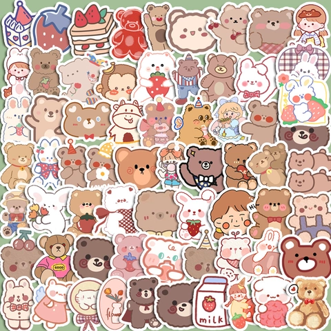 Kawaii Cartoon Bär Hase Aufkleber Wasserdicht DIY Deko-Aufkleber Für Journal Handyhülle Scrapbooking Schreibwaren