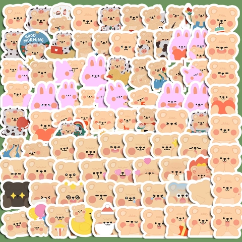 Cute Cartoon Bear Animals Journaling Stickers For Scrapbooking DIY Crafts Phone Case Diary Decoration Stationery Stickers