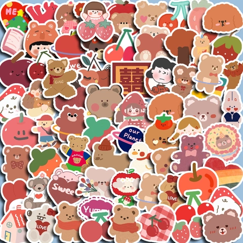 Süße Cartoon Bär Hase Aufkleber Wasserdicht PVC Deko Decals Für Handyhülle Wasserflasche DIY Scrapbooking Schreibwaren