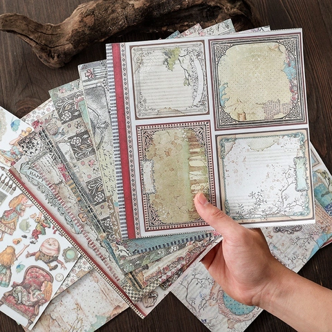 Vintage Alice Im Wunderland Scrapbooking Material Sortiment Retro Floral Uhr Thema Für DIY Hand Konto Dekoratives Papier