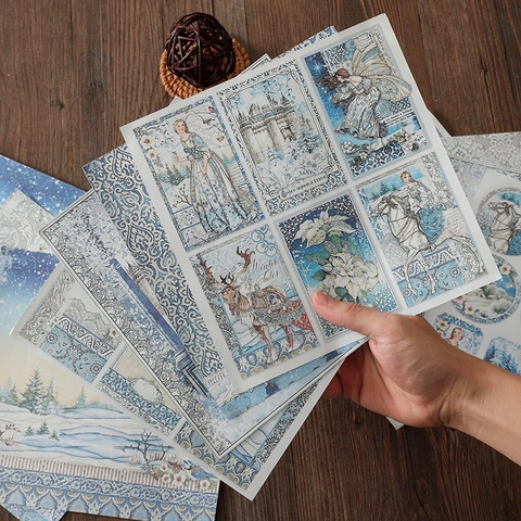 Retro Winter Tales Fee Scrapbook Material Papier Vintage Schloss Rentier Dekopapier Für DIY Handwerk Journaling Kunst