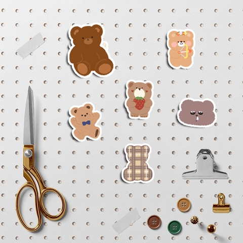 Süße Cartoon Bär Hase Aufkleber Sortiert Wasserdicht Kaffee Creme Decals Für Scrapbook Handyhülle Wasserbecher Dekoration