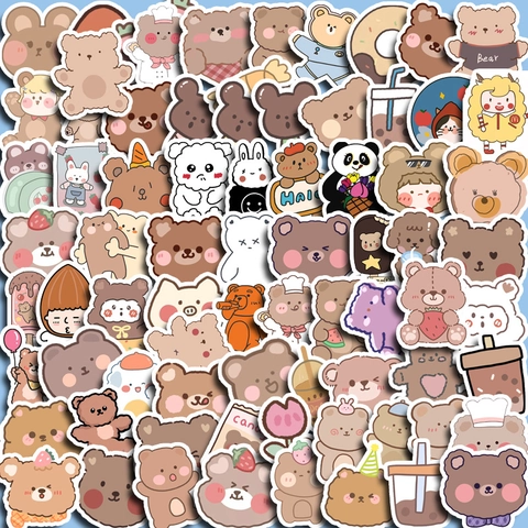 Simpatici Adesivi di Cartone Animato Orso Panda Per DIY Scrapbooking Diario Decorazione Stile Ins Impermeabile Set Cancelleria