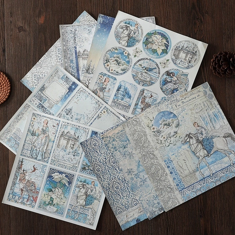 Retro Winter Tales Fee Scrapbook Material Papier Vintage Schloss Rentier Dekopapier Für DIY Handwerk Journaling Kunst