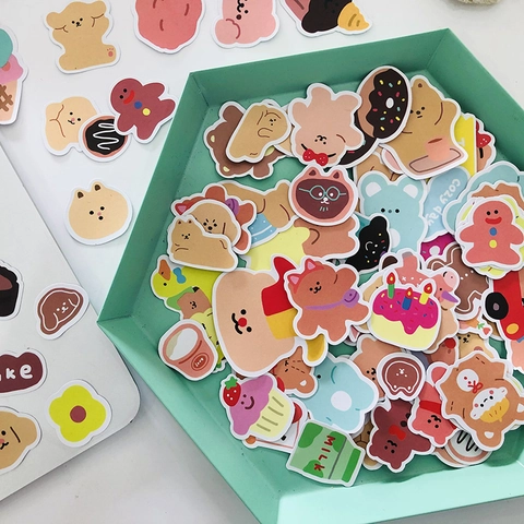 Niedliche Cartoon Bär Nachtisch Muster Aufkleber Für Scrapbooking Journal Wasserdicht Dekorative DIY Schreibwaren Koreanischer Stil