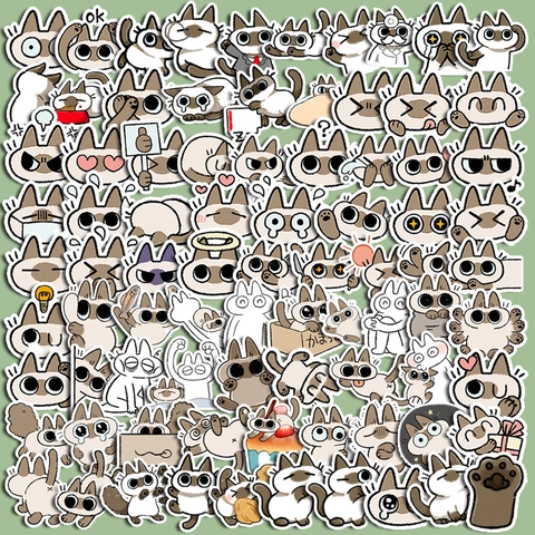 Niedliche Cartoon Siamesische Katze Aufkleber Wasserdicht PVC DIY Journal Scrapbooking Schreibwaren Dekor Für Wasserflasche Laptop