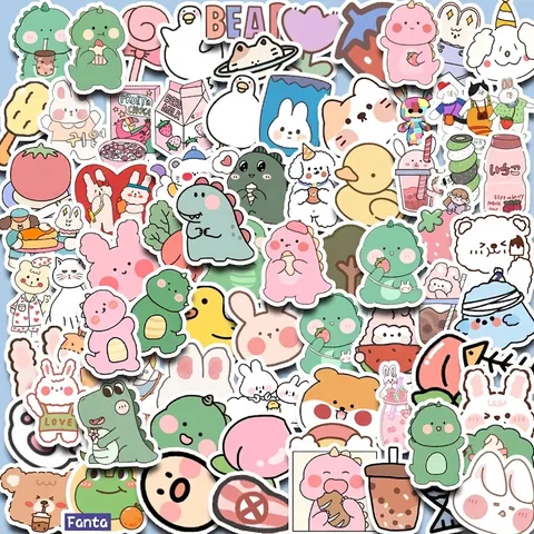 Süße Cartoon Aufkleber Für Journaling Scrapbooking DIY Dekoration Kawaii Bär Dinosaurier Hase Wasserdichte Decals Für Laptop Handy