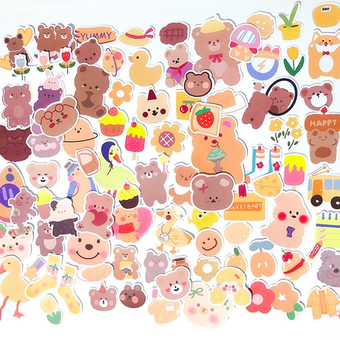 Süße Cartoon Orange Bär Aufkleber Nicht Wiederholend Wasserdicht Dekorativ Selbstklebend Für Scrapbooking Journal Notizbuch DIY Schreibwaren