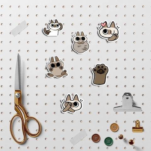 Niedliche Cartoon Siamesische Katze Aufkleber Wasserdicht PVC DIY Journal Scrapbooking Schreibwaren Dekor Für Wasserflasche Laptop