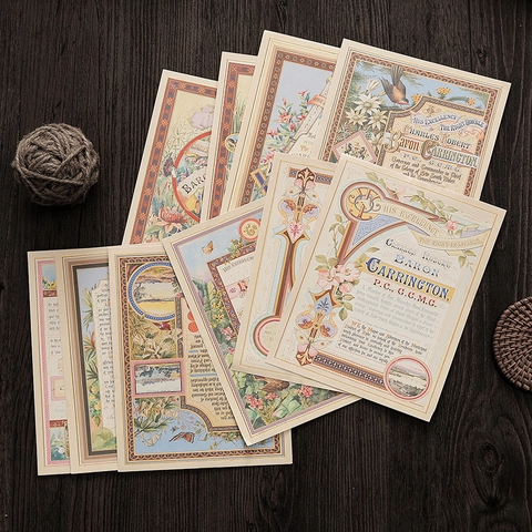 Vintage Buchseiten Scrapbooking Material Papier Retro Blumen Vogel Muster Dekorpapier Für DIY Journaling Bastelarbeiten Dekoration