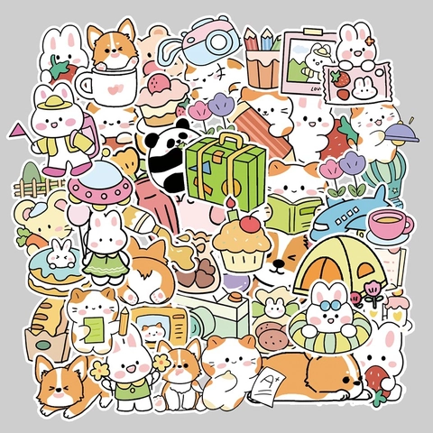 Süße Japanischer Stil Cartoon Tier Team Dekorative Aufkleber Für Scrapbooking DIY Journaling Laptop Schreibwaren Aufkleber