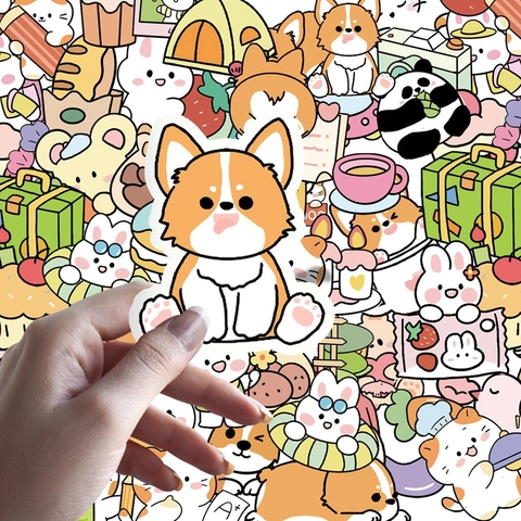 Süße Japanischer Stil Cartoon Tier Team Dekorative Aufkleber Für Scrapbooking DIY Journaling Laptop Schreibwaren Aufkleber